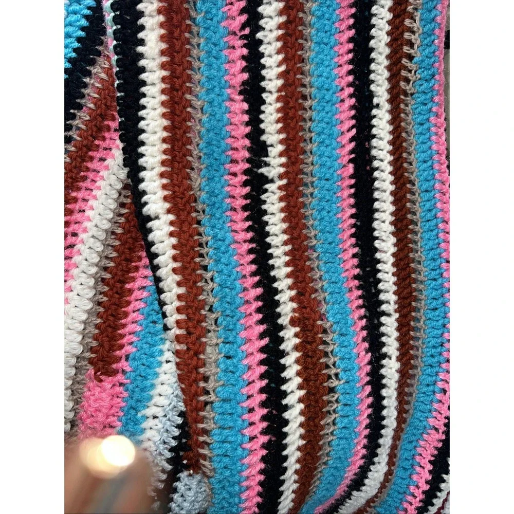 NEW HANDMADE crocheted afghan blanket throw46x41Multicolor Beautiful New GIFT‎